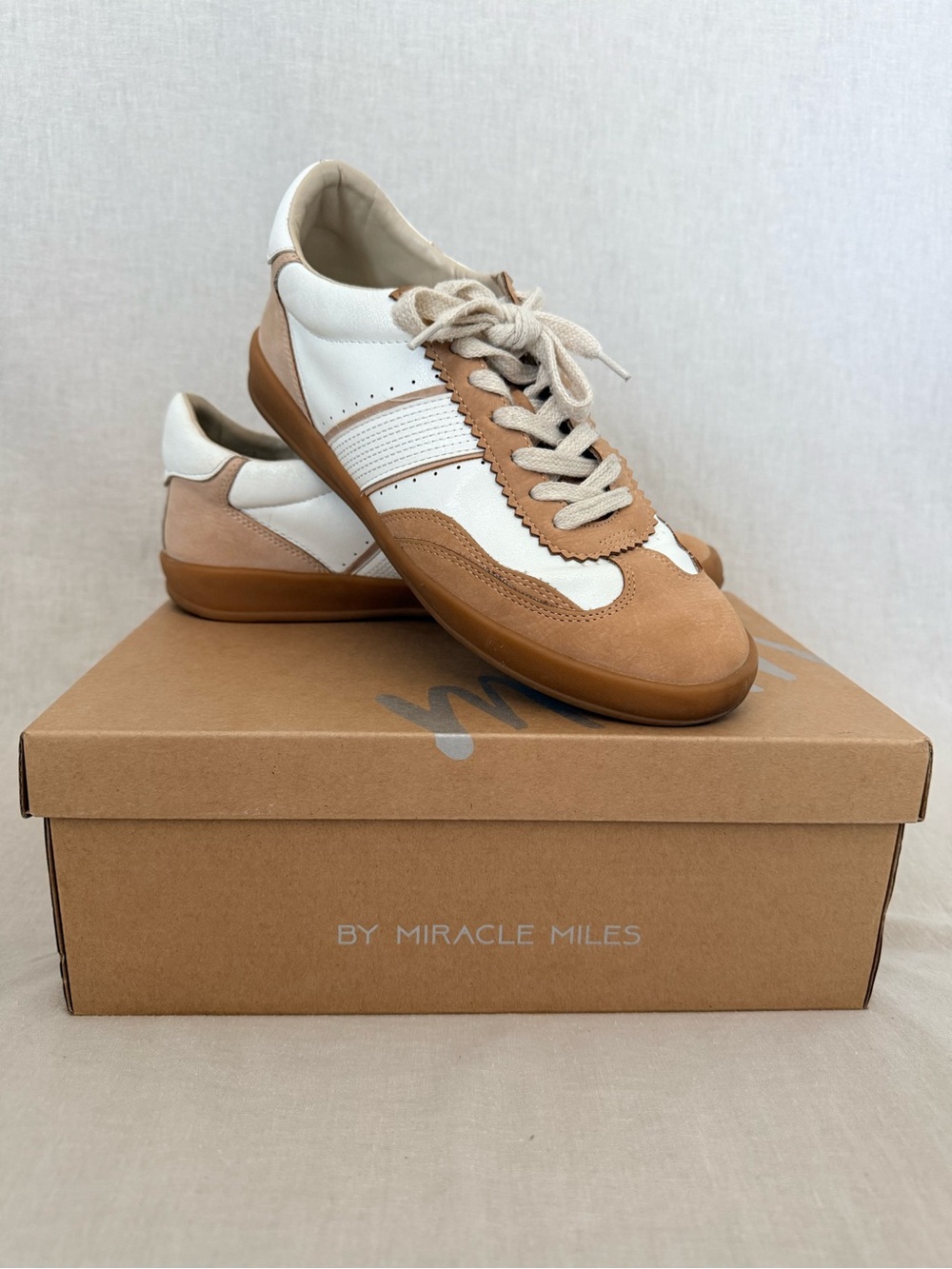 Mi.im White Cream Color Block Sneakers | Vegan Leather | Rubber Sole | 8.5